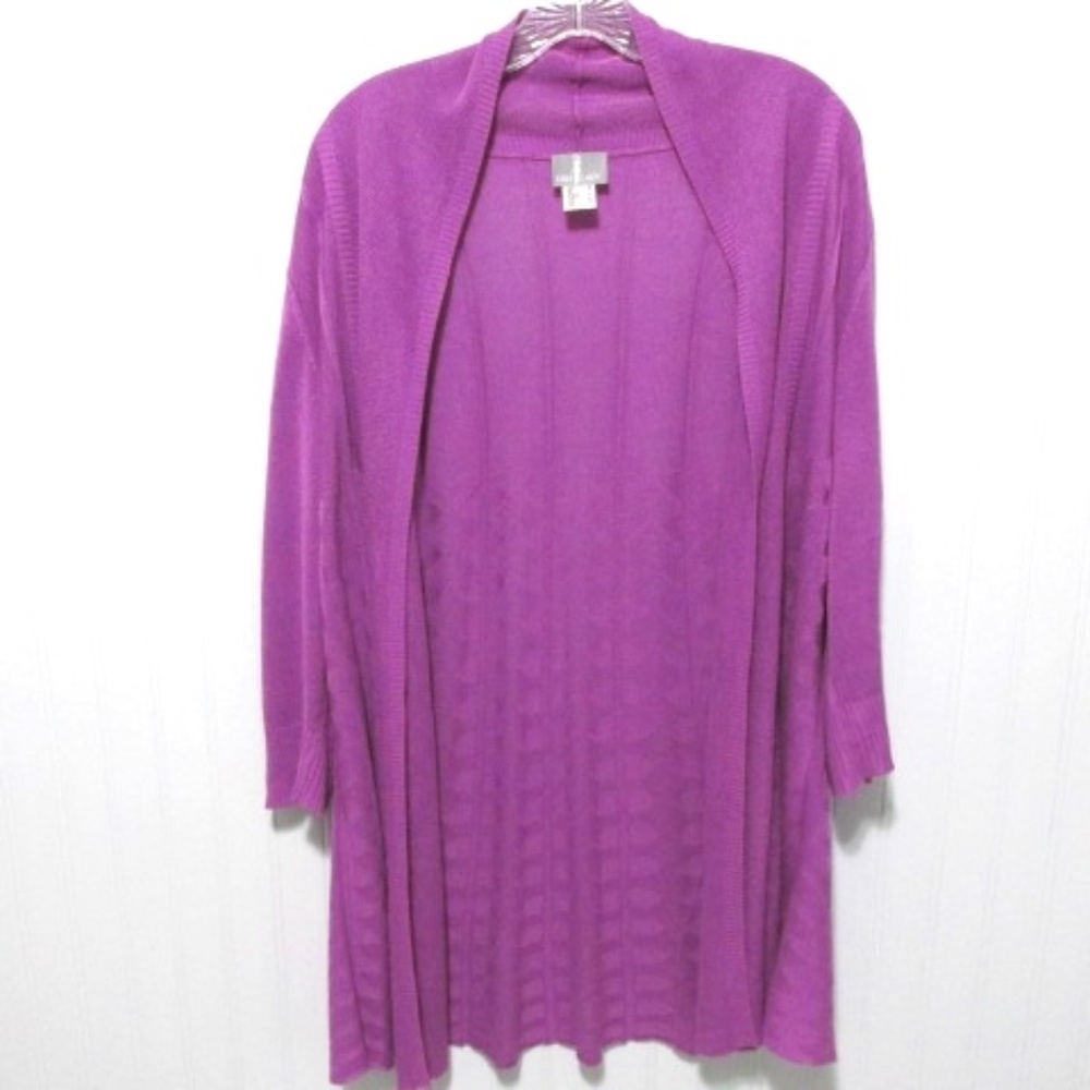 Purple Long Open Cardigan Sweater, Size 6